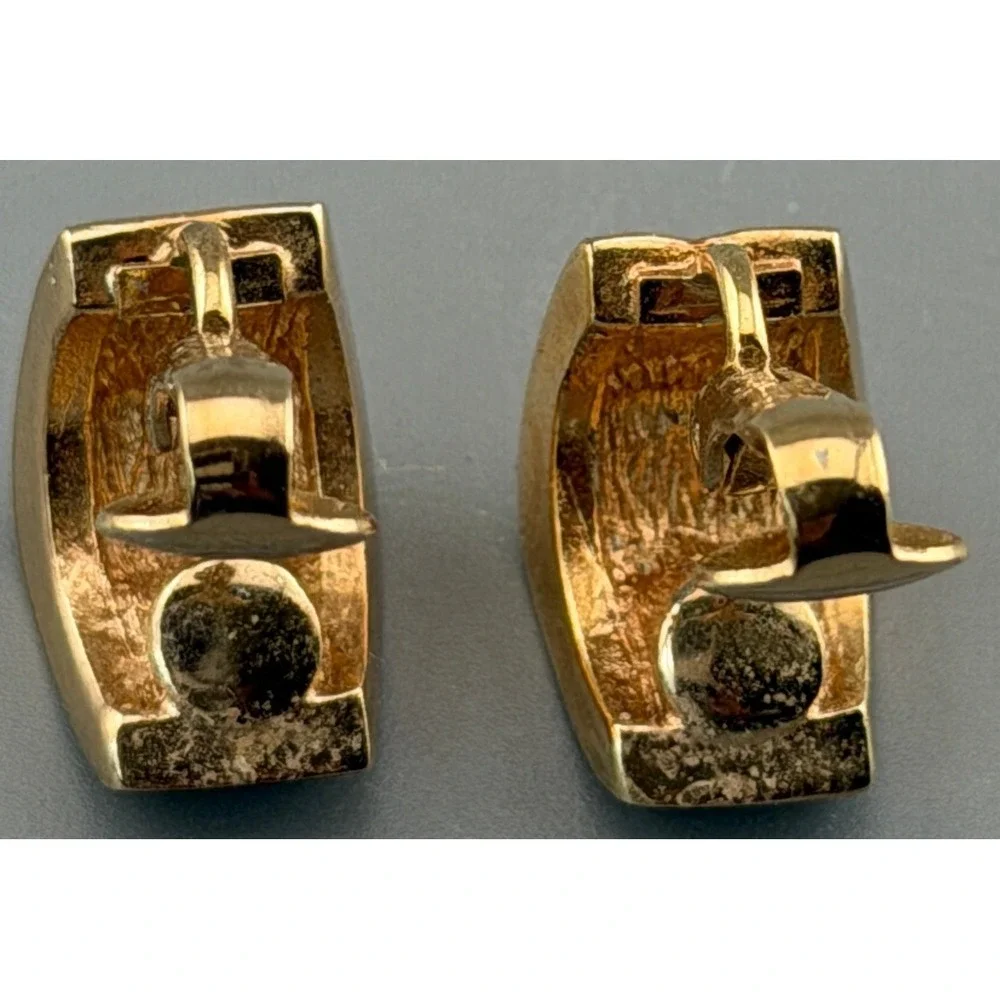 Vintage Christian Dior Germany Earrings Rhinestone Half Hoop Clip Gold Tone 5/8